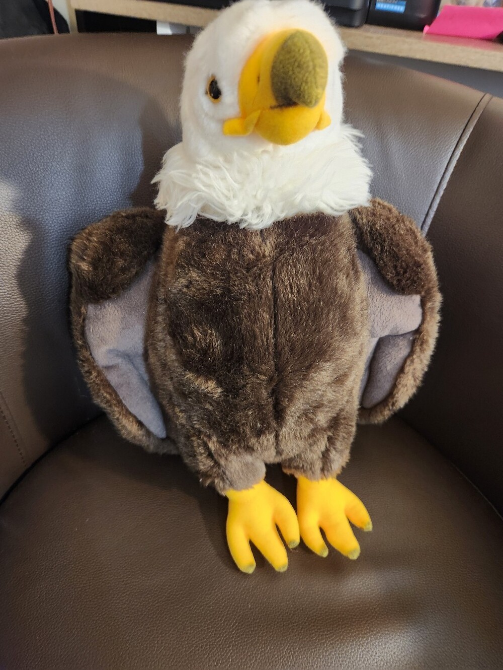 Brand New No Tags FAO Schwarz Plush Brown and White Eagle Stuffed Animal
